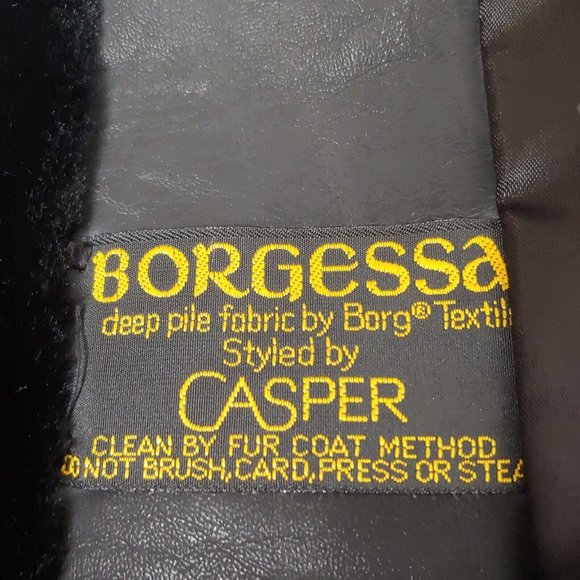 Vintage Borgessa Casper Womens Medium Coat Faux Fur USA Union Made Black Purple - Picture 8 of 15